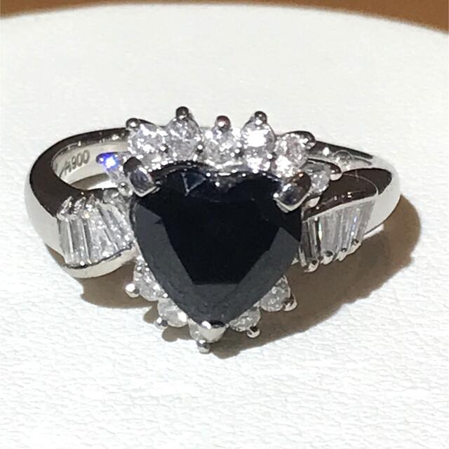 ☆Pt900 ハート型サファイア2.00ct&ダイヤリング☆レディース