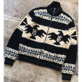 ポロラルフローレン(POLO RALPH LAUREN)の圧巻のサンダーバード柄 ウルグアイ製 ラルフローレン カウチン ニットジャケット(ニット/セーター)