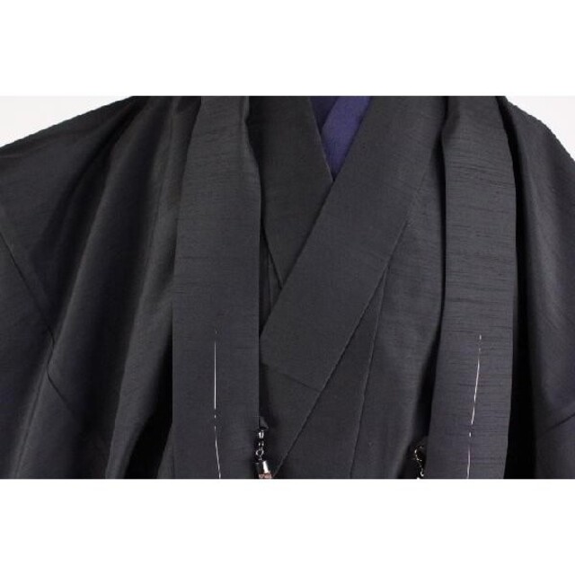 男物アンサンブル着物＋羽織セット黒系NO7Lサイズ新品 メンズの水着/浴衣(着物)の商品写真