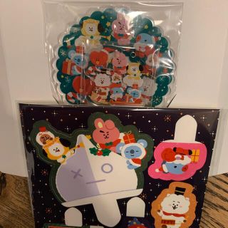 BTS BT21キャラデコ クリスマスケーキ ピック アクリルコースター２点(アイドルグッズ)