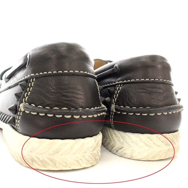 Christian Louboutin(クリスチャンルブタン)のクリスチャンルブタン デッキシューズ レザー ローファー 38 24cm黒  レディースの靴/シューズ(ローファー/革靴)の商品写真