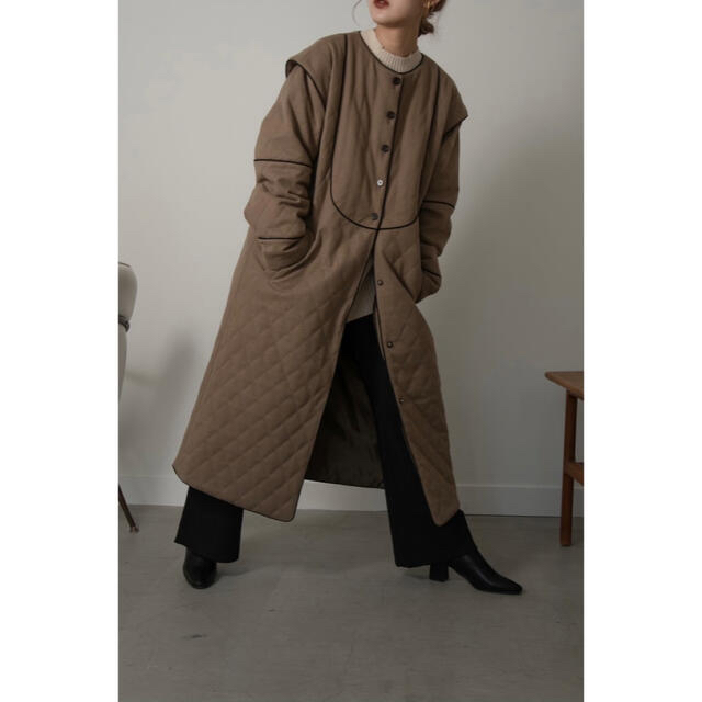 Amiur  bicolor quilting coat (brown)