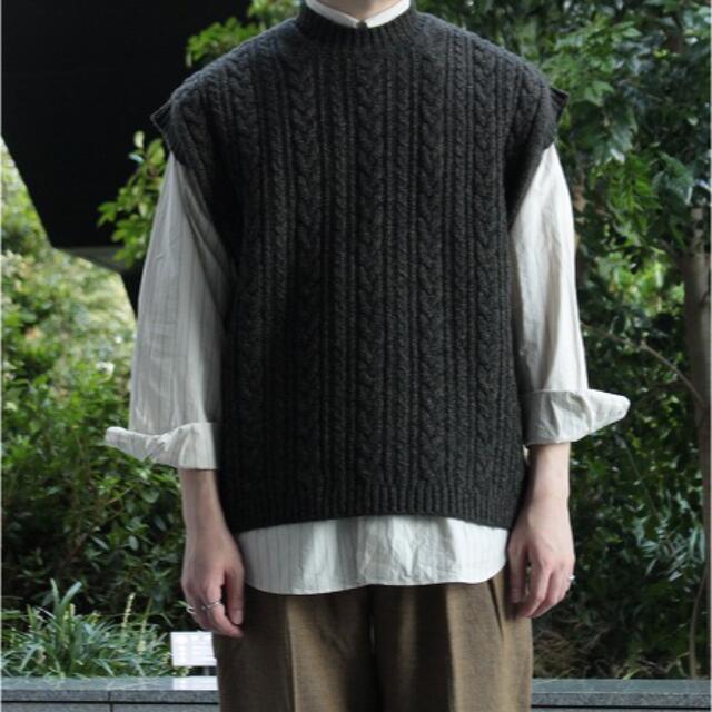 ［タグ付き］phlannel /wool yak cable knit vest