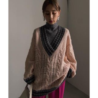 アメリヴィンテージ(Ameri VINTAGE)のAmeri◆SOFT CABLE TILDEN KNIT TOP ピンク セット(ニット/セーター)