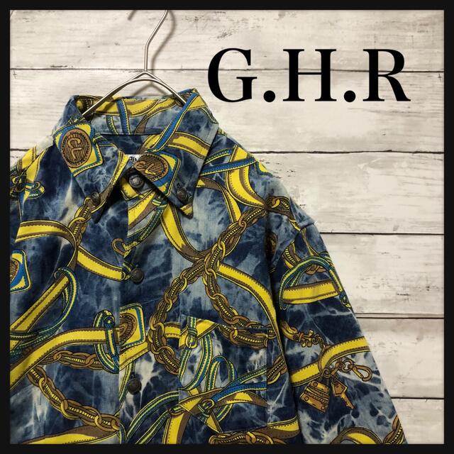 【90年代ビンテージ　GHR総柄シャツ】柄シャツ　トレロトリコカラー