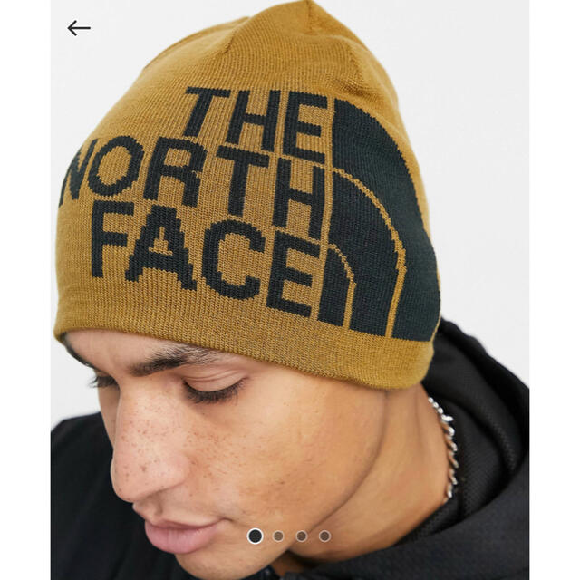 THE NORTH FACE(ザノースフェイス)の【海外限定】ノースフェイス　ユニセックス　ビッグロゴ　ビーニー　ブラウン メンズの帽子(ニット帽/ビーニー)の商品写真