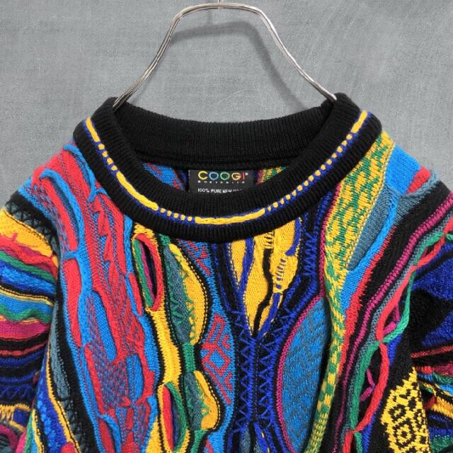 COOGI(クージー)の【美品】COOGI クージー ウール100％ 総柄 3D ニットセーター M メンズのトップス(ニット/セーター)の商品写真