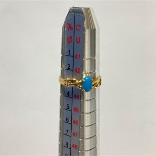 K18　ピンキーリング　0.8g　18金　3号　指輪　ターコイズ　立て爪　　(リング(指輪))