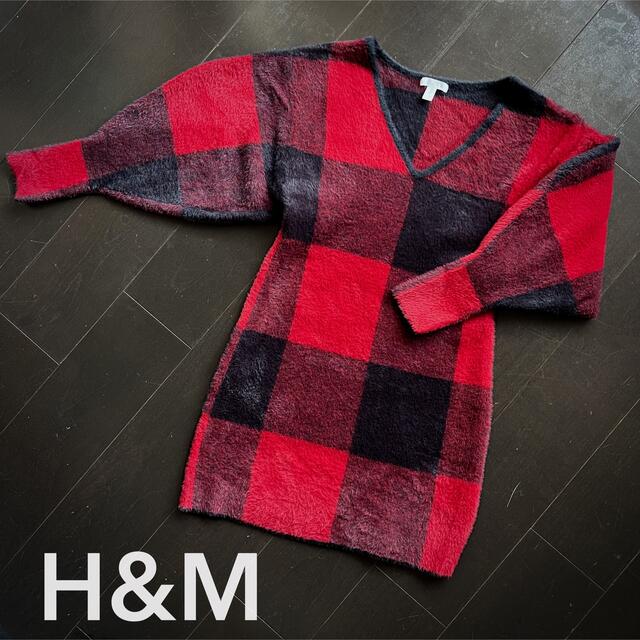 H&M(エイチアンドエム)のH&M【未使用/タグなし】S（日本サイズM）ジャギーニットワンピース レディースのワンピース(ミニワンピース)の商品写真
