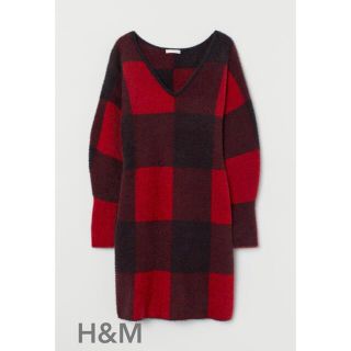 エイチアンドエム(H&M)のH&M【未使用/タグなし】S（日本サイズM）ジャギーニットワンピース(ミニワンピース)