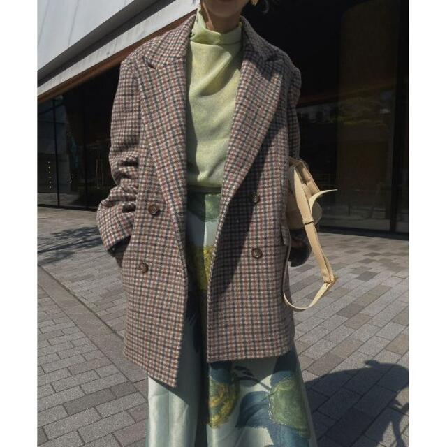 新品 AMERI CHECK ECO WOOL BIG JACKET ブラウン