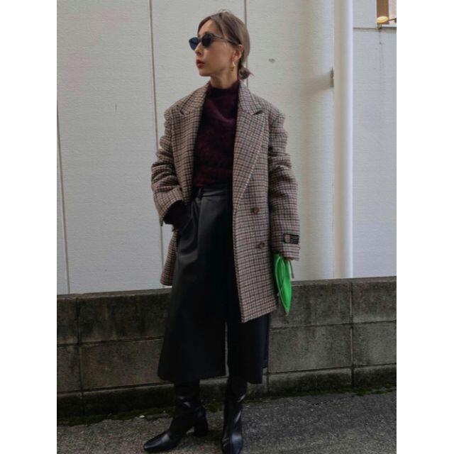 新品 AMERI CHECK ECO WOOL BIG JACKET ブラウン