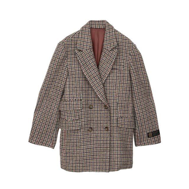新品 AMERI CHECK ECO WOOL BIG JACKET ブラウン