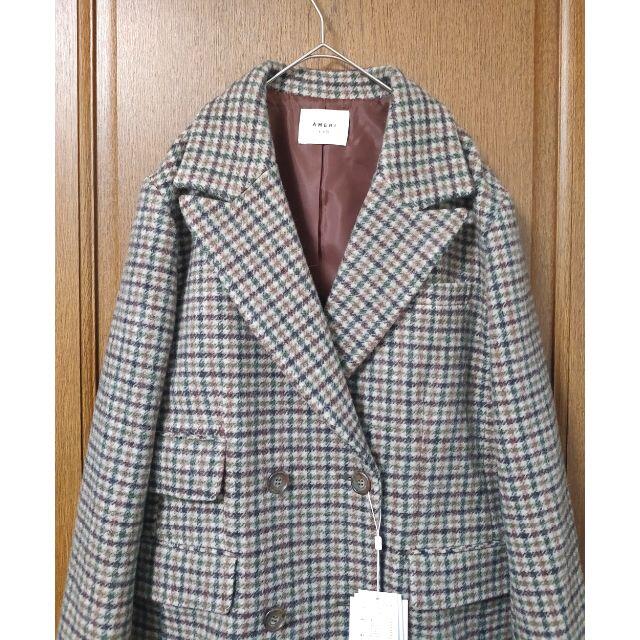 新品 AMERI CHECK ECO WOOL BIG JACKET ブラウン