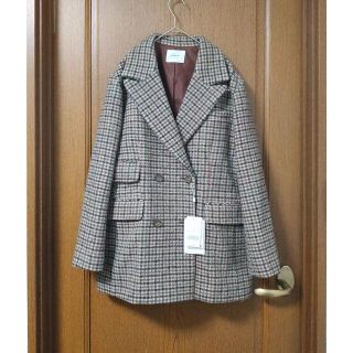 新品 AMERI CHECK ECO WOOL BIG JACKET ブラウン