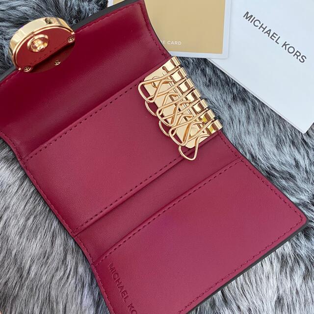 新品☆MICHAEL KORS レッド シグネチャー レザー キーケース