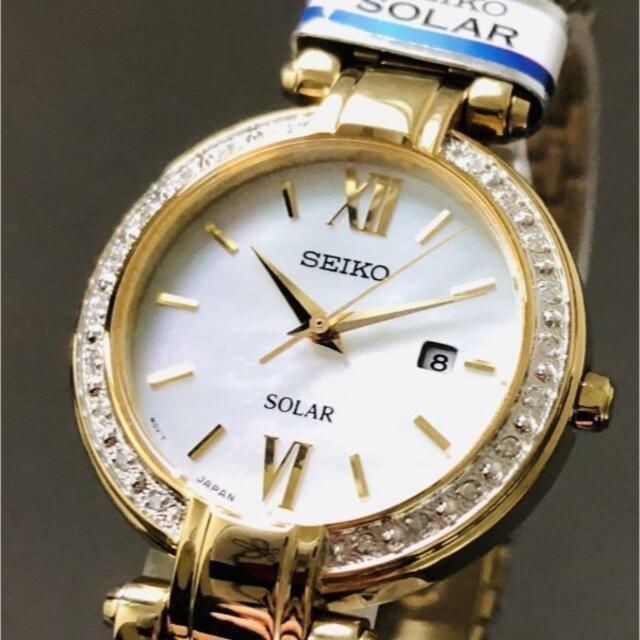 SEIKO(セイコー)の新品●ダイヤ★セイコー ソーラー SEIKO 腕時計 パールダイアル レディース レディースのファッション小物(腕時計)の商品写真