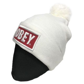 オベイ(OBEY)のOBEY オベイ ボンボン ワッチニットキャップ ホワイト(ニット帽/ビーニー)