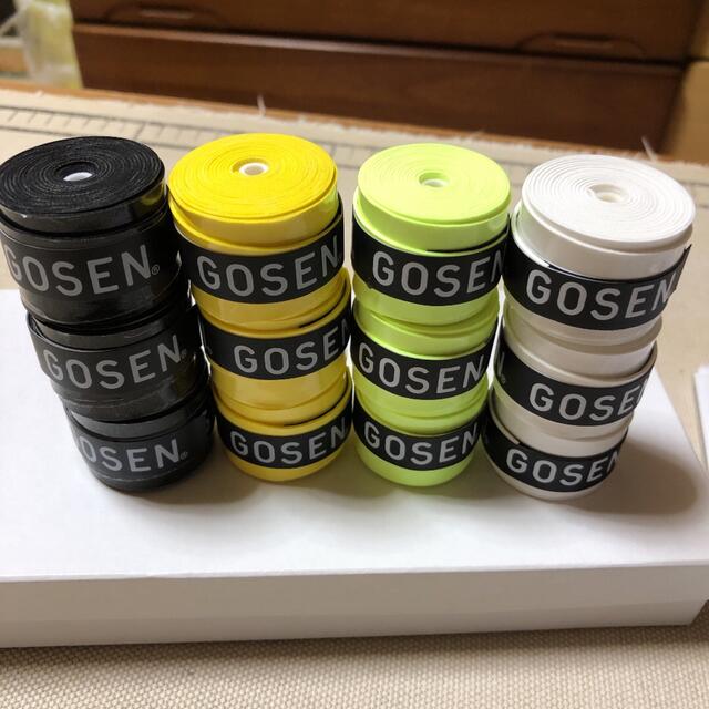 GOSEN(ゴーセン)のゴーセングリップテープ黒黄フラッシュイエロー白各3個計12個 スポーツ/アウトドアのスポーツ/アウトドア その他(バドミントン)の商品写真