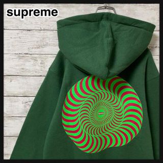 超人気カラー】supreme バックプリント スピットファイア肉厚パーカー希少-