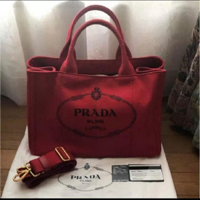 PRADA カナパ M 赤 - トートバッグ