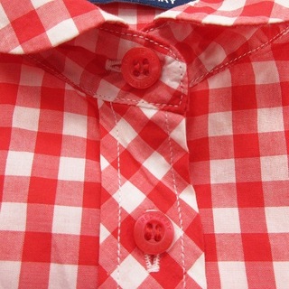 フレッドペリー シャツ ギンガムチェック 半袖 刺繍 赤 白 S ■SM