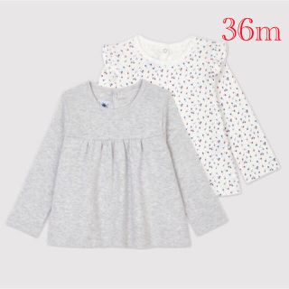 プチバトー(PETIT BATEAU)の新品 プチバトー 36m 95cm 長袖 カットソー２枚組(Tシャツ/カットソー)