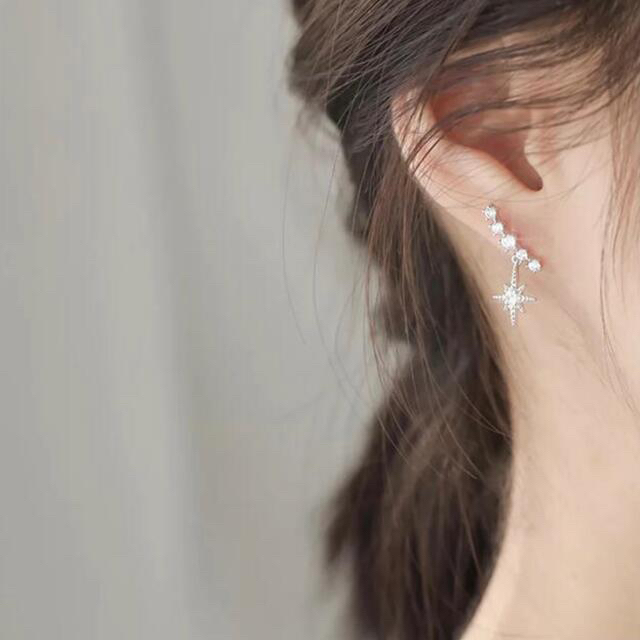 新品 silver star zirconia pierce s925 post レディースのアクセサリー(ピアス)の商品写真