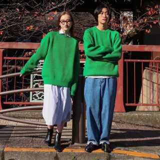 ワンエルディーケーセレクト(1LDK SELECT)のサイズ2 EVCON CREW NECK SWEATER GREEN 1ldk(ニット/セーター)