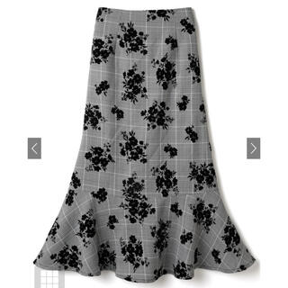 グレイル(GRL)の新品　グレンチェック花柄フロッキーマーメードスカート(ロングスカート)