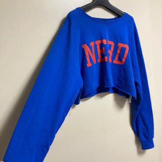 トップショップ(TOPSHOP)の☆ topshop NERDロゴ ショート丈トレーナー ブルー(トレーナー/スウェット)