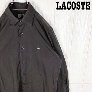 ラコステ(LACOSTE)のラコステ 長袖シャツ ワンポイント刺繍ロゴ ブラウン コットン100% ゆるだぼ(シャツ)