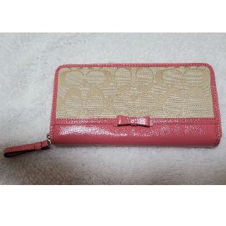 コーチ(COACH)の美品！COACHピンクリボン長財布(財布)