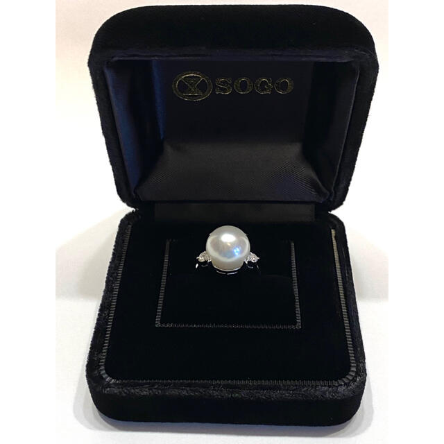 PT900南洋パールダイヤモンドリング  プラチナダイヤリング 真珠 指輪 レディースのアクセサリー(リング(指輪))の商品写真