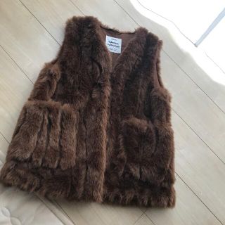 ザラキッズ(ZARA KIDS)のZARAkids ファーベスト　ブラウン140 厚手(ジャケット/上着)