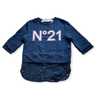 ヌメロヴェントゥーノ(N°21)のヌメロ　 ヌメロヴェントゥーノ　N°21 トップス　ネイビー レース　レディース(Tシャツ(半袖/袖なし))