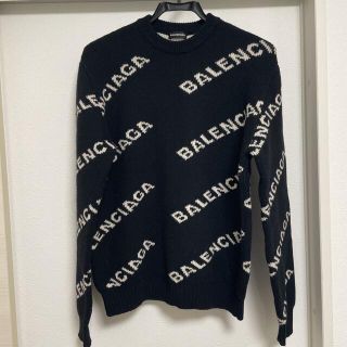 バレンシアガ(Balenciaga)のバレンシアガ　ジャガード　総ロゴ　ニット セーター　正規品(ニット/セーター)