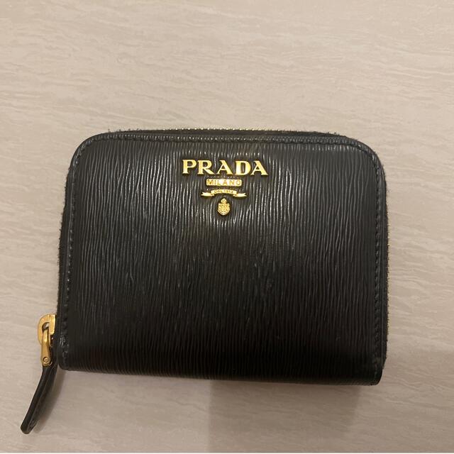 美品　PRADA プラダ　ミニ財布　折財布　ファスナー　サフィアーノ