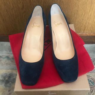 クリスチャンルブタン パンプス 37 スエード ネイビー