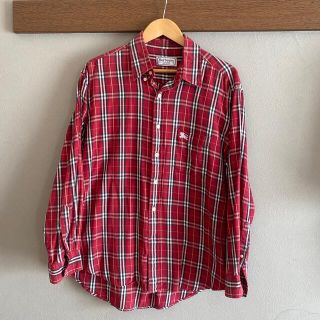 Burberry メンズネルシャツ　古着　赤系チェック(シャツ)