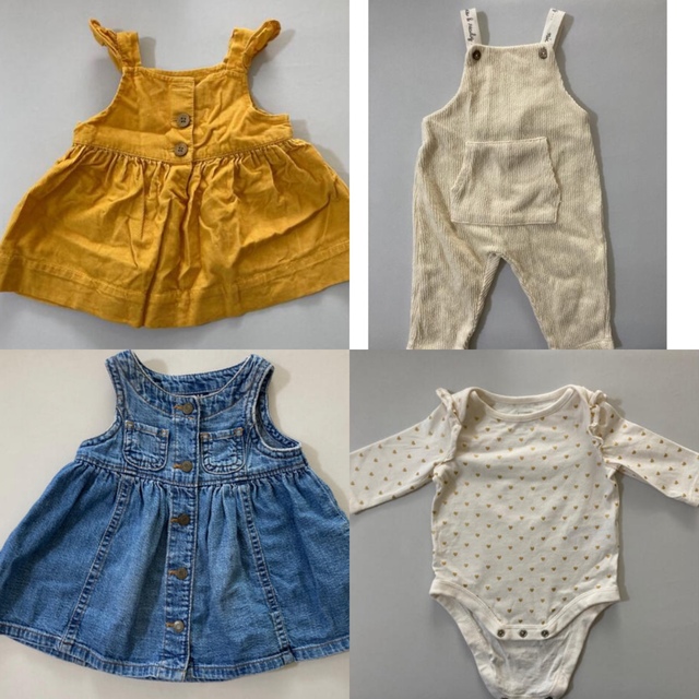 babyGAP(ベビーギャップ)のbaby GAP コーデュロイデニムスカートボディスーツzaraサロペット キッズ/ベビー/マタニティのベビー服(~85cm)(スカート)の商品写真