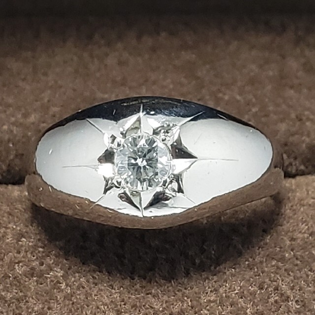 仕上済☆pt850☆ダイヤモンドリング☆12.5号☆0.20ct☆月型甲丸☆ メンズのアクセサリー(リング(指輪))の商品写真