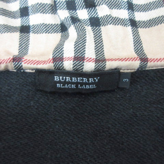 BURBERRY BLACK LABEL(バーバリーブラックレーベル)のバーバリーブラックレーベル パーカー ジップアップ ファー ロゴ刺繍 3 L 黒 メンズのトップス(パーカー)の商品写真