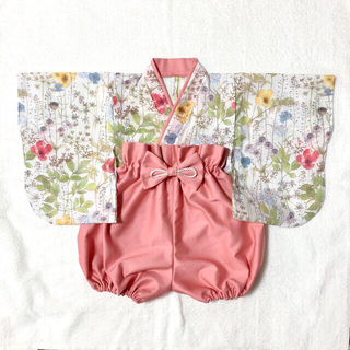 ベビー袴　リバティ　イルマ×ピンク　ハンドメイド　手作り(和服/着物)
