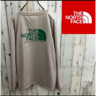 ザノースフェイス(THE NORTH FACE)の【美品】ノースフェイス　ロンT 長袖　背面ビッグロゴ　グレー×グリーン　メンズL(Tシャツ/カットソー(七分/長袖))