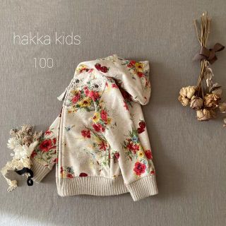 ハッカキッズ(hakka kids)のhakkaハッカキッズ まるでお花畑のような❁⃘ガーデンフラワー柄パーカー(ジャケット/上着)