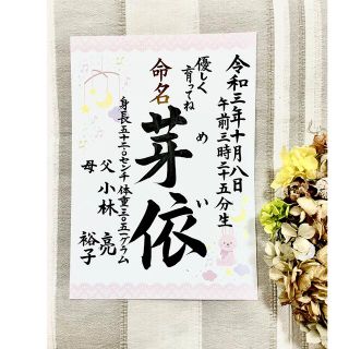 A4命名書　お名前　ご誕生(命名紙)