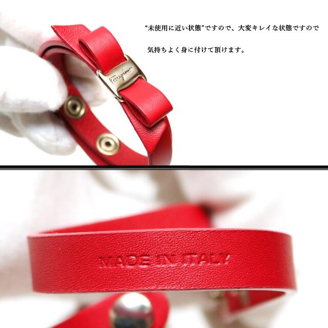 Salvatore Ferragamo(サルヴァトーレフェラガモ)の【未使用に近い】◇フェラガモ◇ ヴァラリボン / レザー / レッド / ブレス レディースのアクセサリー(ブレスレット/バングル)の商品写真