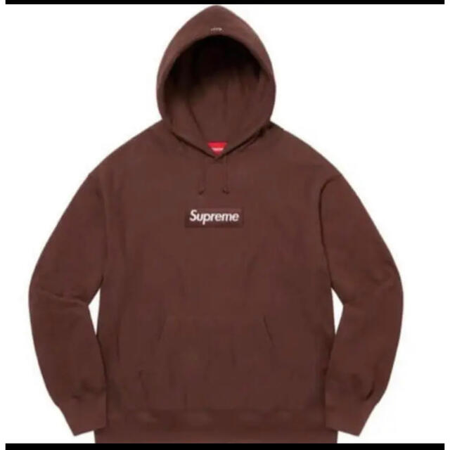 最適な材料 Logo Box Supreme - Supreme Hooded ブラウンM Sweatshirt