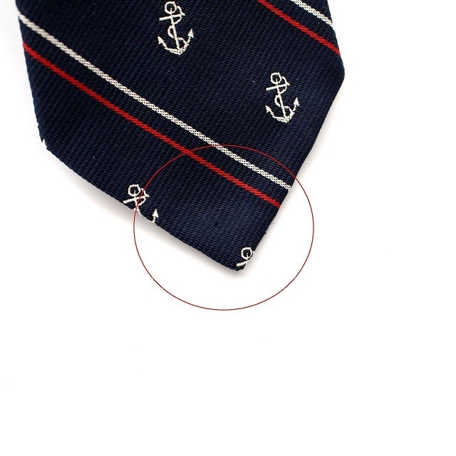 THOM BROWNE(トムブラウン)のトムブラウン シルク ネクタイ 碇 イカリ柄 レジメンタルストライプ 紺 赤 白 メンズのファッション小物(ネクタイ)の商品写真